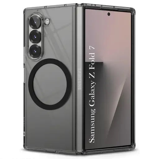 Samsung Galaxy Z Fold7 Cristal Clear Anti-Yellow Hard PC Magsafe Case - Smoke Black