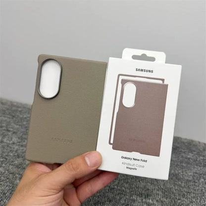 Samsung Z Fold8 Leather Case, Kindsuit Slim Leather Back Cover - Camel