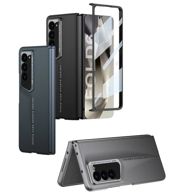 Samsung Galaxy Z Fold 6 Ultrathin Car Style PC Case with Camera & Front Glass Protection