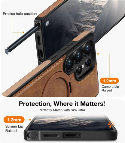 Samsung Galaxy S24 Ultra Vegan Leather Case with Magsafe and Stand