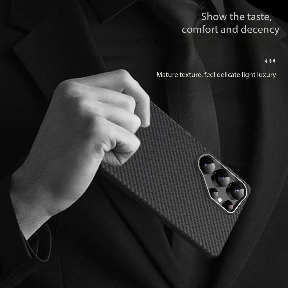 Samsung Galaxy S25 Ultra Ultraslim Lightweight Carbon Fiber Textures Case with Magsafe - Black