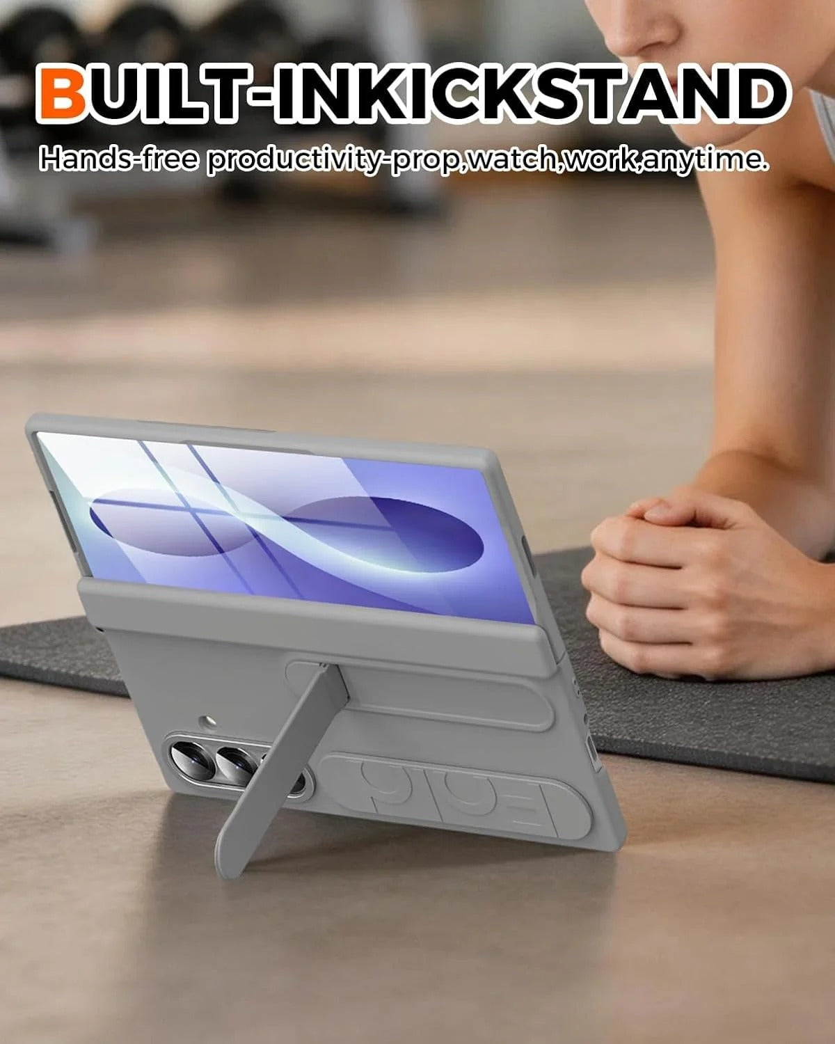 Samsung Z Fold8 Ultra Silicon Skin Feel Band Strip & Kickstand Case with Hinge Protection
