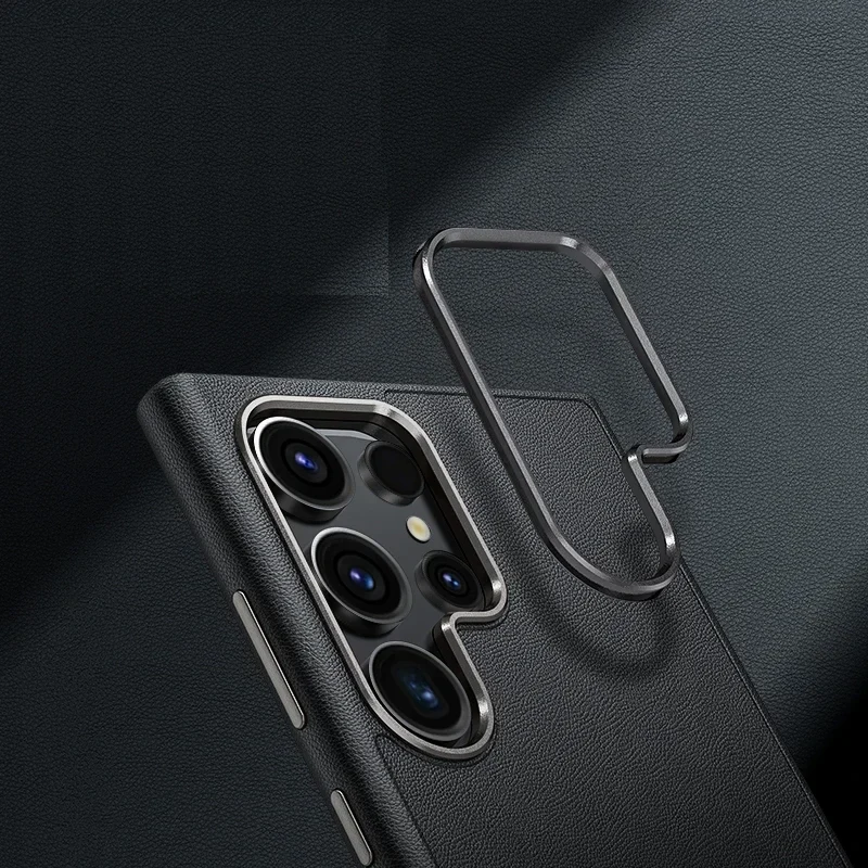 Samsung Galaxy S25 Ultra Vegan Leather Protection Case with Metal Camera Bumper