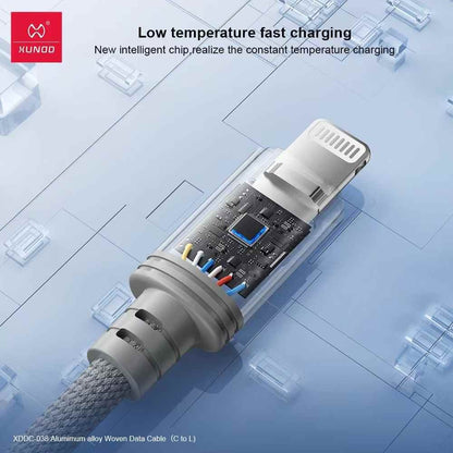 XUNDD Aluminum Alloy Nylon Braid Woven Data Cable Type-C To Type- lightning  / Type-C To L