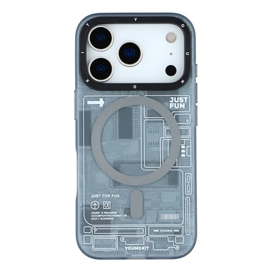 iPhone 17 Pro YOUNGKIT Case, Technology Series Matte Finish Magsafe Back Cover - Gray