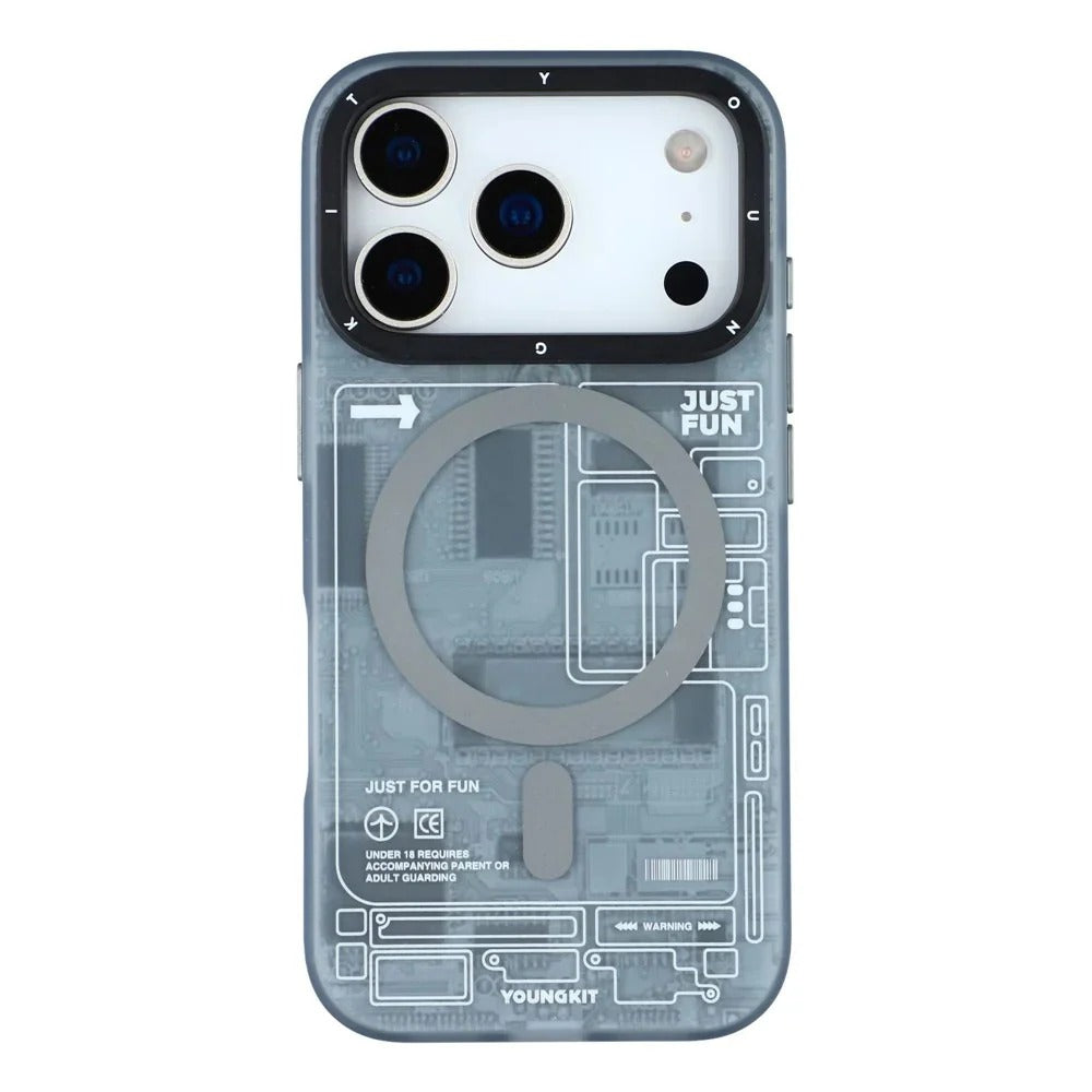 iPhone 18 Pro YOUNGKIT Case, Technology Series Matte Finish Magsafe Back Cover - Gray
