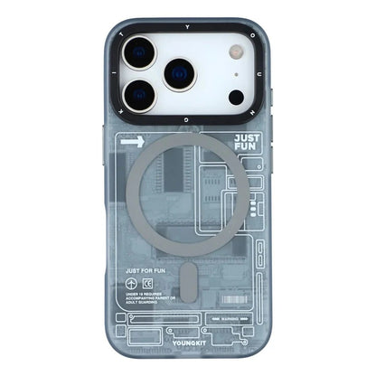 iPhone 18 Pro YOUNGKIT Case, Technology Series Matte Finish Magsafe Back Cover - Gray