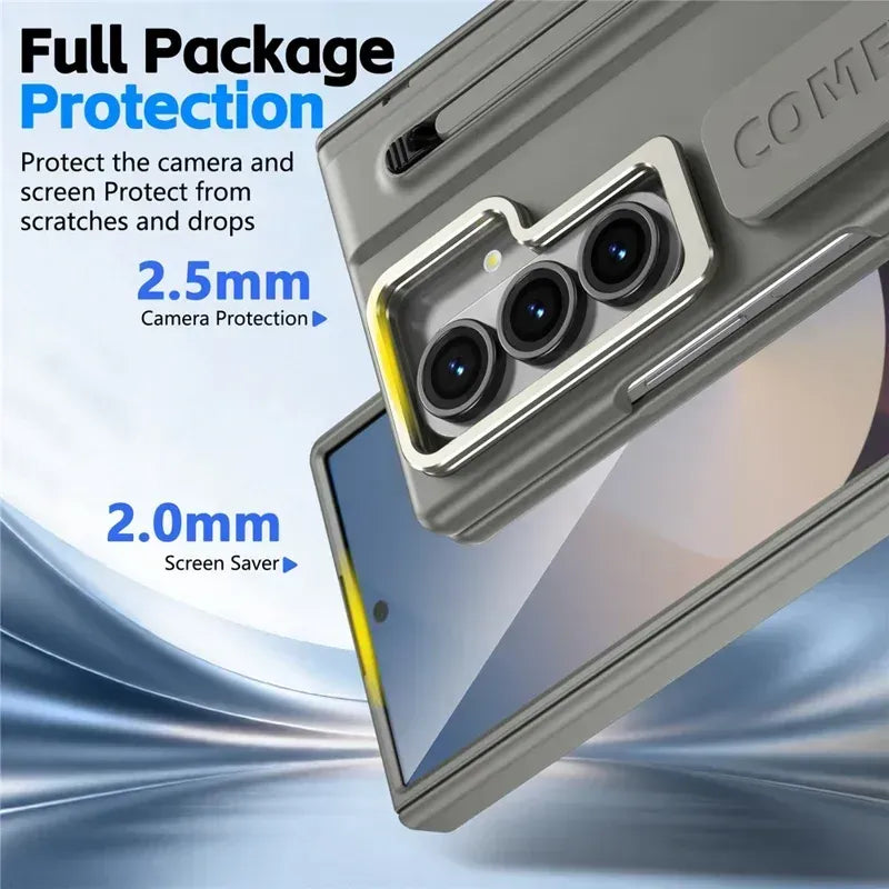 Samsung Z Fold8 Ultra Skin Feel S-Pen Case with Metal Camera Kickstand with Hinge Protection