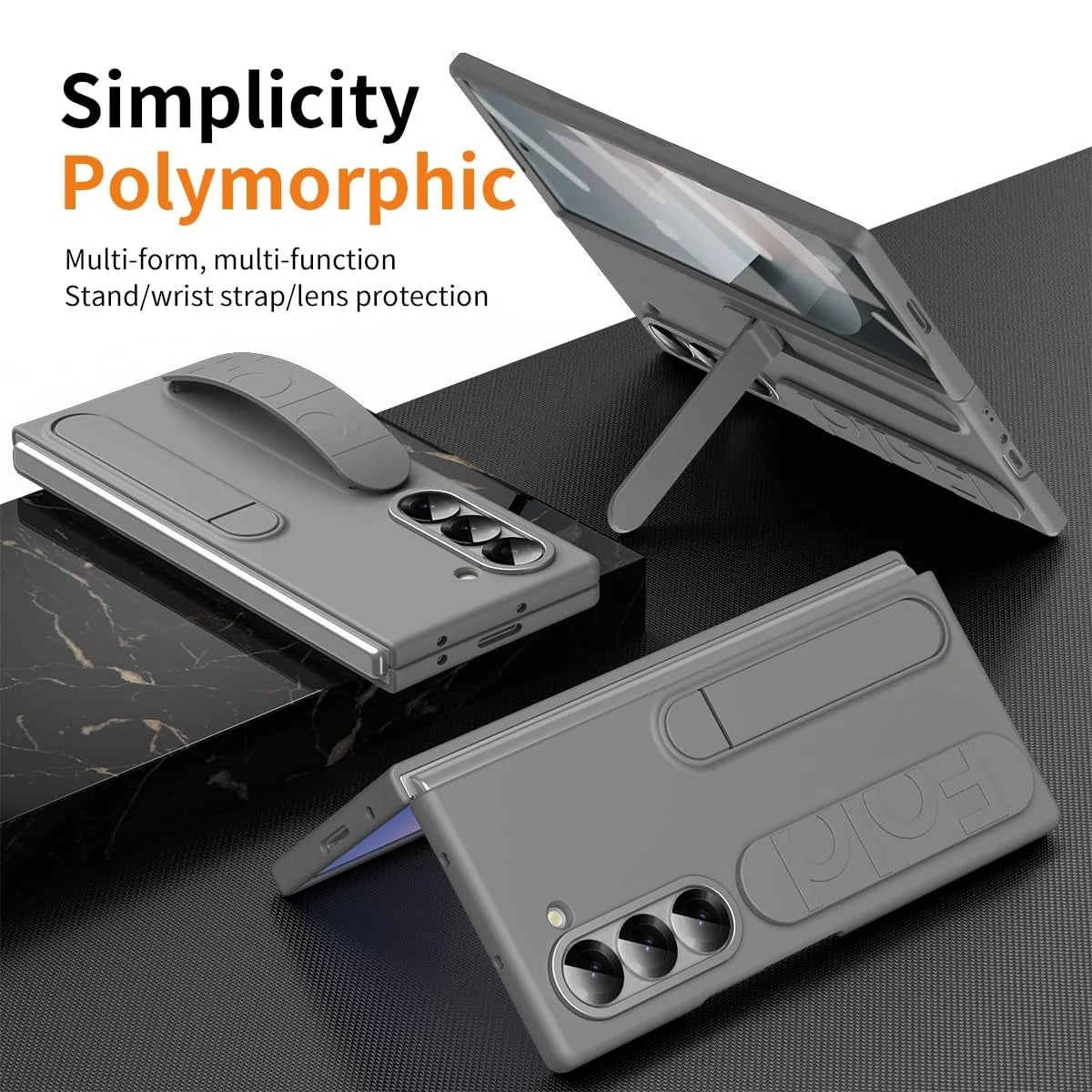 Samsung Z Fold8 Ultra Skin Feel Silicon Case with Kickstand & Band in Built Front Glass