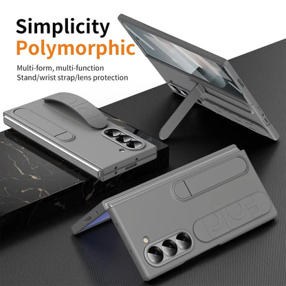 Samsung Z Fold8 Ultra Skin Feel Silicon Case with Kickstand & Band in Built Front Glass