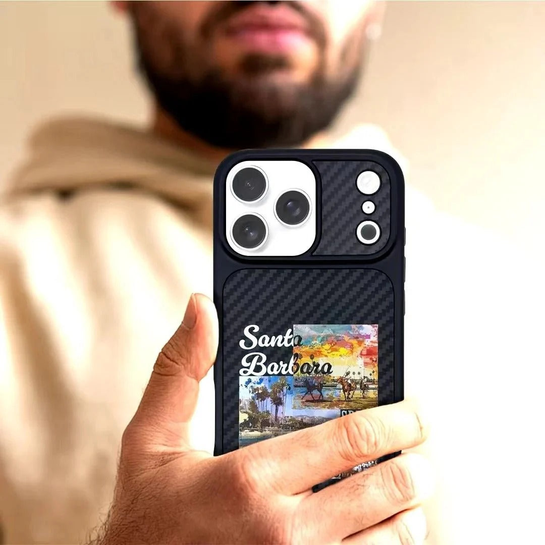 iPhone 17 Pro Carbon Case, Original Santa Barbara Elvis Series Carbon Back Cover