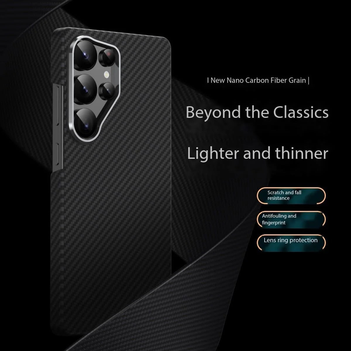 Samsung Galaxy S25 Ultra Ultraslim Lightweight Carbon Fiber Textures Case with Magsafe - Black