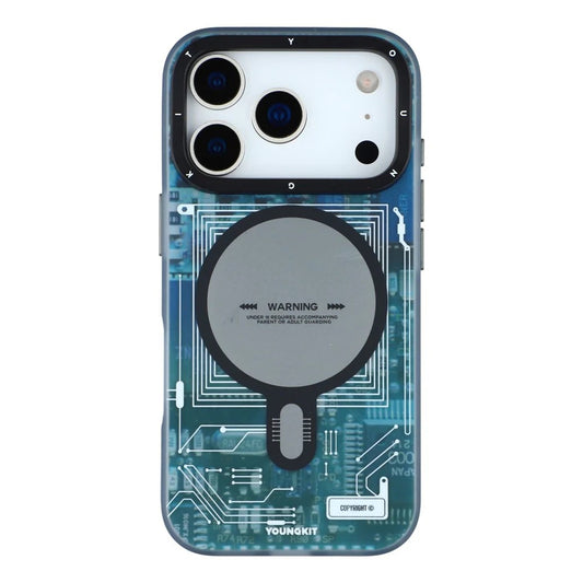 iPhone 17 Pro YOUNGKIT Case, Technology Series Matte Finish Magsafe Back Cover - Blue