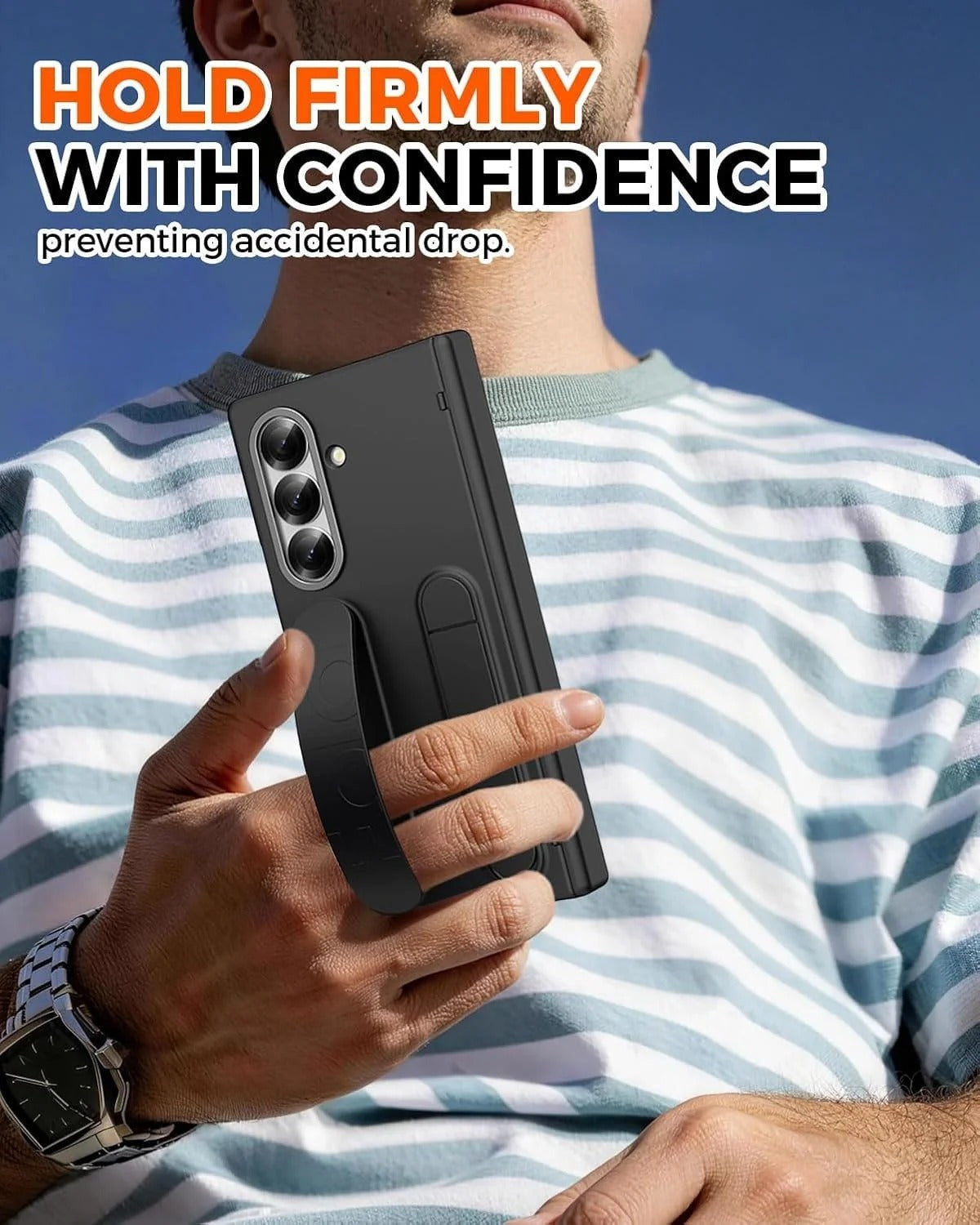 Samsung Z Fold8 Ultra Silicon Skin Feel Band Strip & Kickstand Case with Hinge Protection