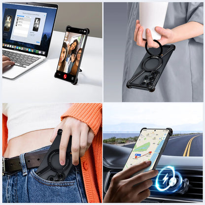 Samsung Galaxy S25 Ultra Z Shape Metal Bumper Case with Magsafe & 360° Rotatable Kickstand