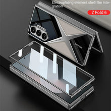 Samsung Galaxy Z Fold 6 Gkk Original X Pattern Leather & Glass Back Cover with Front Glass