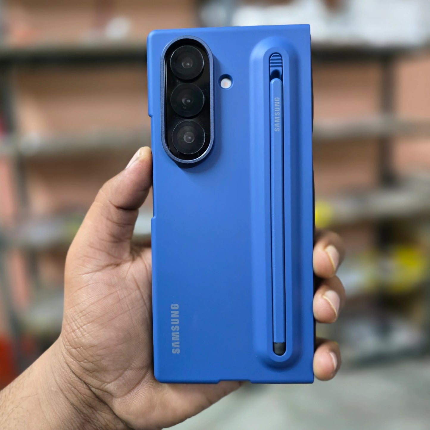 Samsung Galaxy Z Fold7 Skin Feel S Pen Case with Stylus - Blue