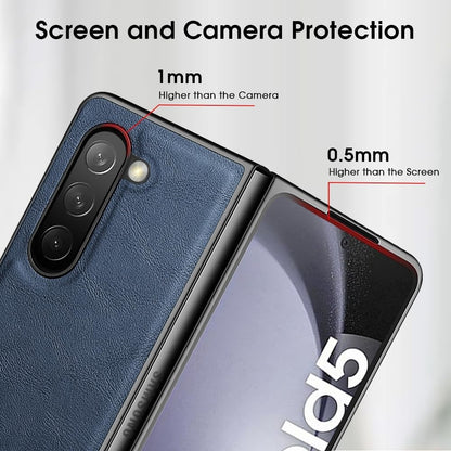 Samsung Galaxy Z Fold 7 Durable Shockproof Protective Leather Case - Gray