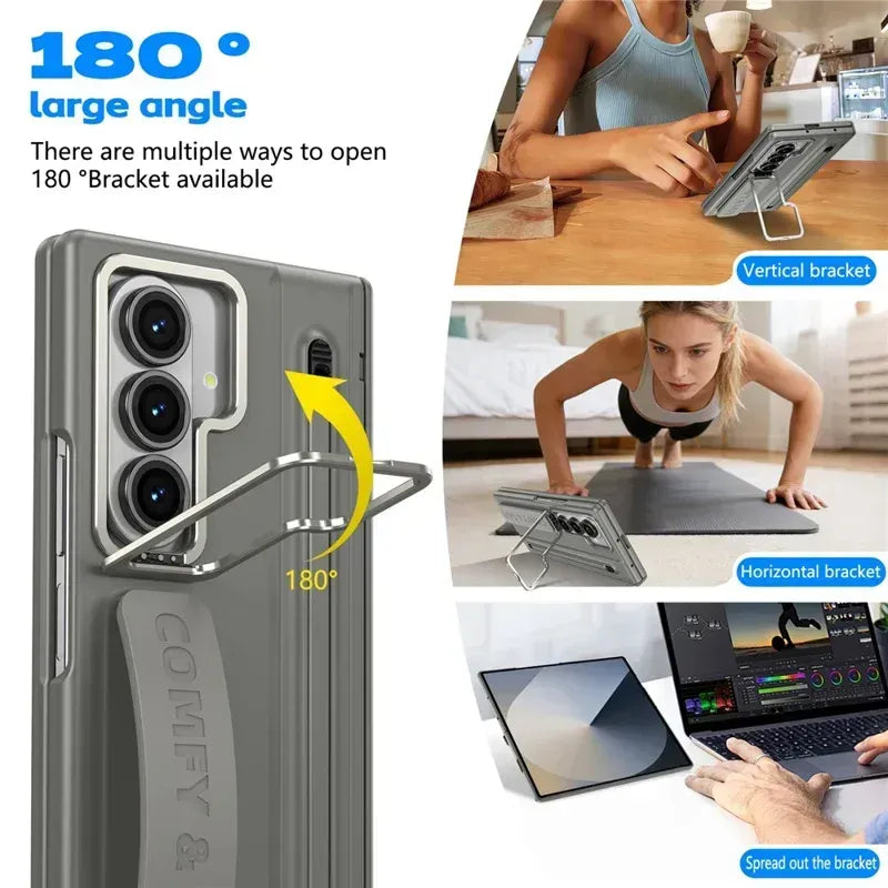 Samsung Z Fold8 Ultra Skin Feel S-Pen Case with Metal Camera Kickstand with Hinge Protection