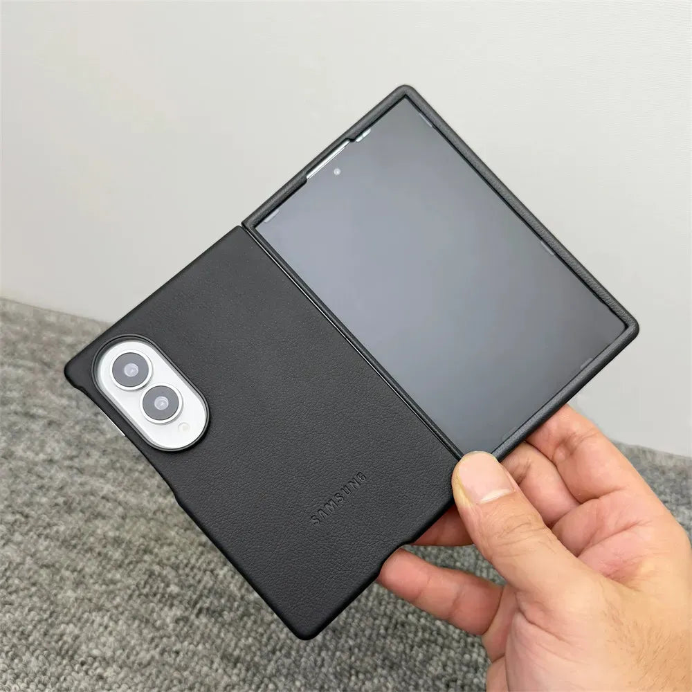 Samsung Z Fold8 Leather Case, Kindsuit Slim Leather Back Cover - Black