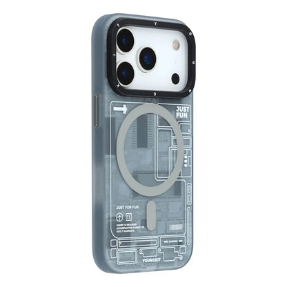 iPhone 18 Pro YOUNGKIT Case, Technology Series Matte Finish Magsafe Back Cover - Gray