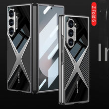 Samsung Galaxy Z Fold 6 Gkk Original X Pattern Leather & Glass Back Cover with Front Glass