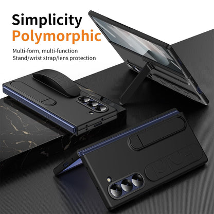 Samsung Z Fold8 Ultra Skin Feel Silicon Case with Kickstand & Band in Built Front Glass
