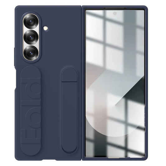 Samsung Galaxy Z Fold7 Skin Feel Case with Silicon Band & Kickstand - Blue