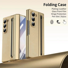 Samsung Z Fold8 Ultra Leather Case, Electroplating S Pen Case with Hinge Protection