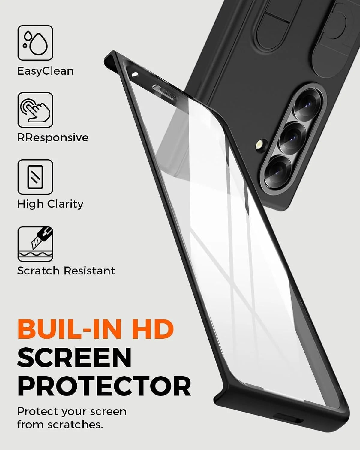 Samsung Z Fold8 Ultra Silicon Skin Feel Band Strip & Kickstand Case with Hinge Protection