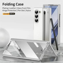 Samsung Galaxy Z Fold7 Plating Leather Case with Stylus & Glass Protection