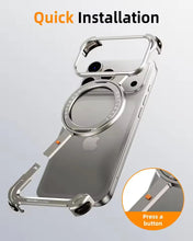 iPhone 17 Pro Z Shape Frameless Metal Bumper Case with 360° Rotatable Stand & Magsafe