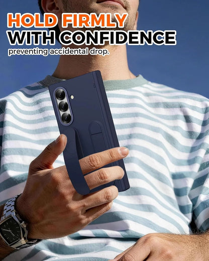 Samsung Z Fold8 Ultra Silicon Skin Feel Band Strip & Kickstand Case with Hinge Protection