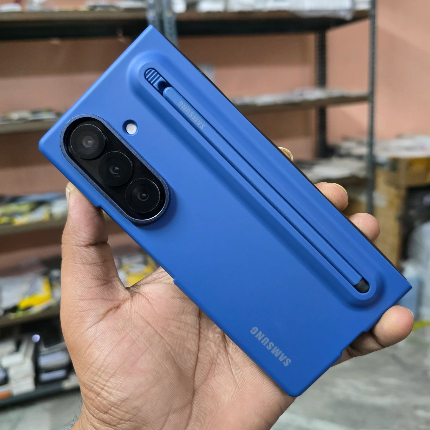 Samsung Galaxy Z Fold7 Skin Feel S Pen Case with Stylus - Blue