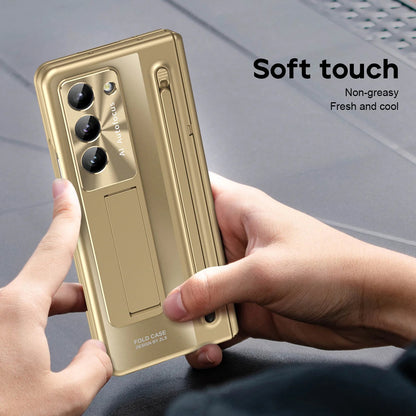 Samsung Galaxy Z Fold 6 Electroplating Back Cover Case with Kickstand, Stylus & Front Glass