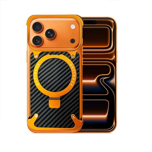 iPhone 17 Pro Metal Carbon Case with Stand and Magsafe - Orange