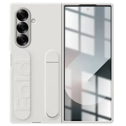Samsung Galaxy Z Fold7 Skin Feel Case with Silicon Band & Kickstand & Inbuilt Front Glass Protection - White