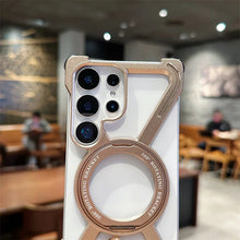 Samsung Galaxy S26 Ultra Frameless Metal Bumper Case with Magsafe & 360° Rotatable Ring & Kickstand - Desert