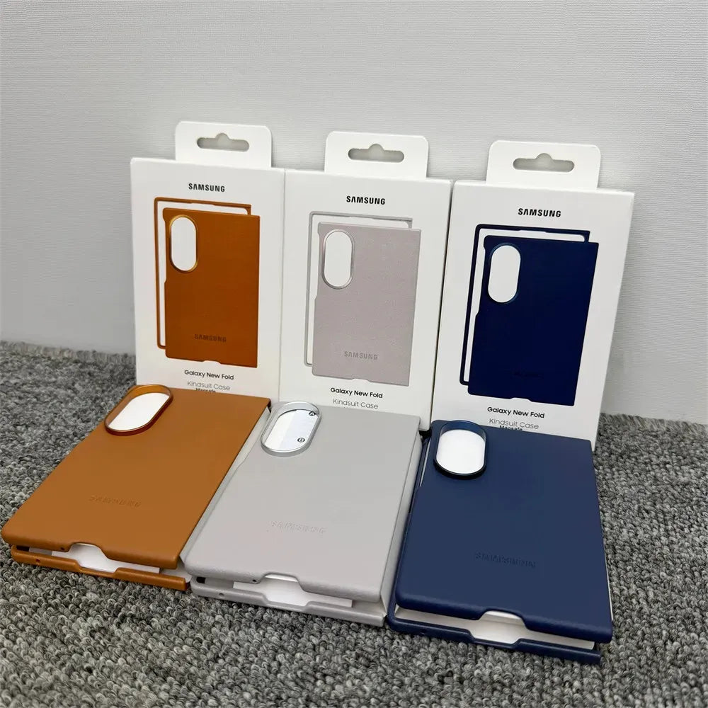 Samsung Z Fold8 Leather Case, Kindsuit Slim Leather Back Cover - Brown