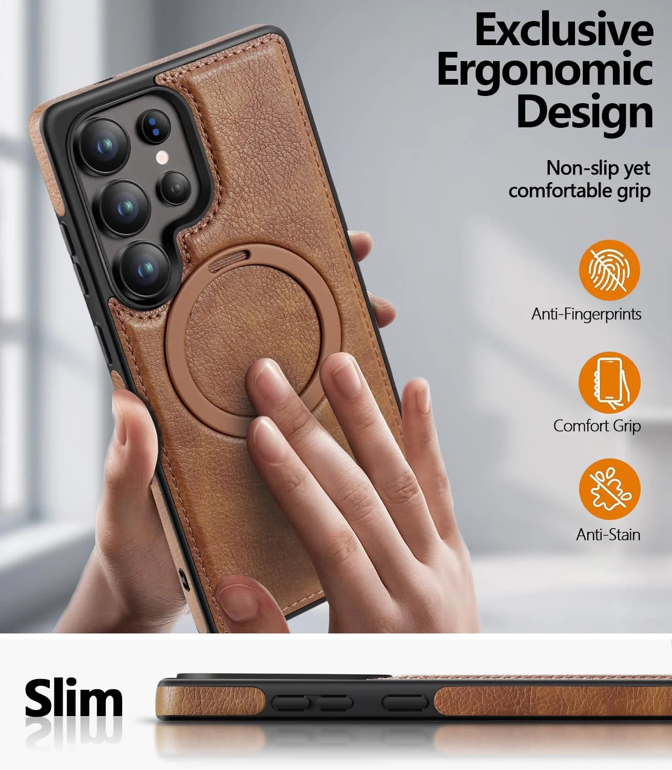 Samsung Galaxy S24 Ultra Vegan Leather Case with Magsafe and Stand
