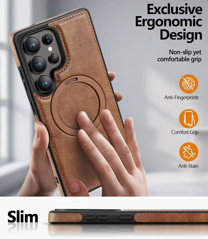 Samsung Galaxy S24 Ultra Vegan Leather Case with Magsafe and Stand