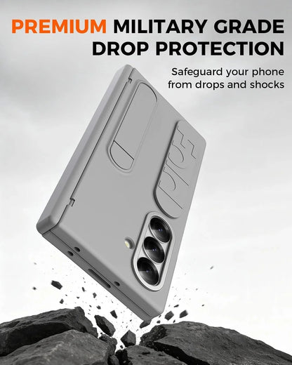 Samsung Z Fold8 Ultra Silicon Skin Feel Band Strip & Kickstand Case with Hinge Protection