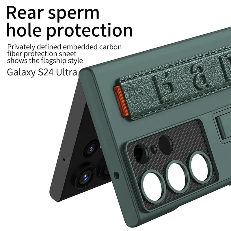 Samsung Galaxy S24 Ultra GKK Hand Grip Elastic Belt Strap Case with Stand Cover
