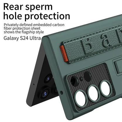 Samsung Galaxy S24 Ultra GKK Hand Grip Elastic Belt Strap Case with Stand Cover