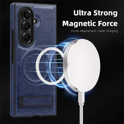 Samsung Galaxy Z Fold7 Leather Case with MagSafe & Kickstand