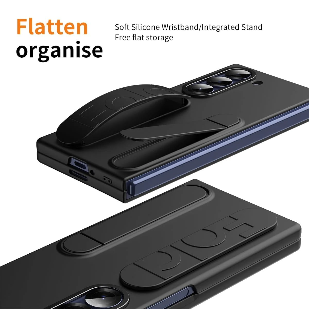 Samsung Z Fold8 Ultra Skin Feel Silicon Case with Kickstand & Band in Built Front Glass