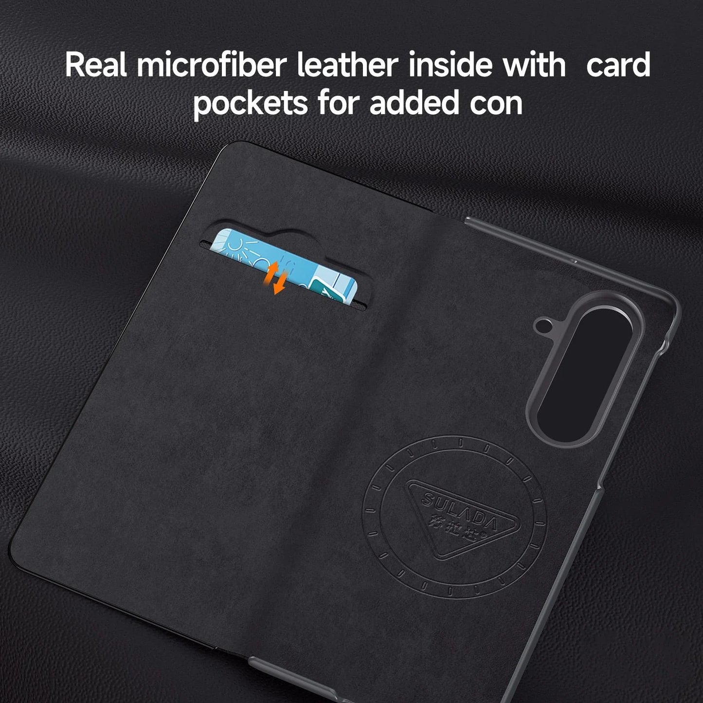Samsung Z Fold8 Ultra SULADA Leather Case, S-View Window Magnetic Ring Holder Kickstand Cover with Magsafe
