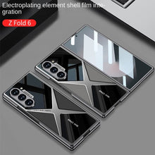 Samsung Galaxy Z Fold 6 Gkk Original X Pattern Leather & Glass Back Cover with Front Glass