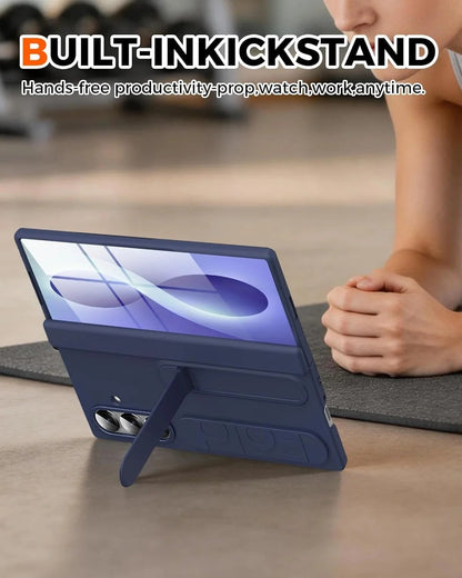 Samsung Z Fold8 Ultra Silicon Skin Feel Band Strip & Kickstand Case with Hinge Protection