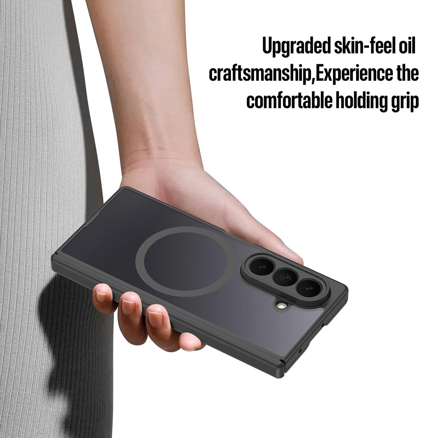 Samsung Z Fold8 Ultra Skin Feel Smoke, Dual Central Axis Magsafe Case with Hinge Protection